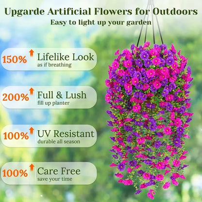 🌺UV Resistant Hanging Artificial Morning Glory Vine 💖 Decorative Flower for Home Garden, Porch, Window Box, Yard and Seasonal Celebrations