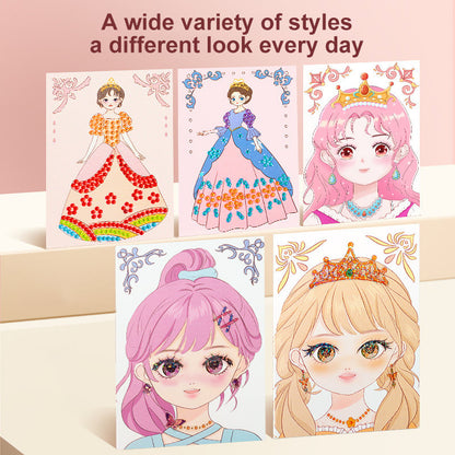 JSR Princess Diamond Painting & Foil Art Craft Kit for Girls – DIY Makeup & Play Paper Book Set, Fun & Sparkling Creative Craft Activity, Perfect Easter Gift for Kids👑✨