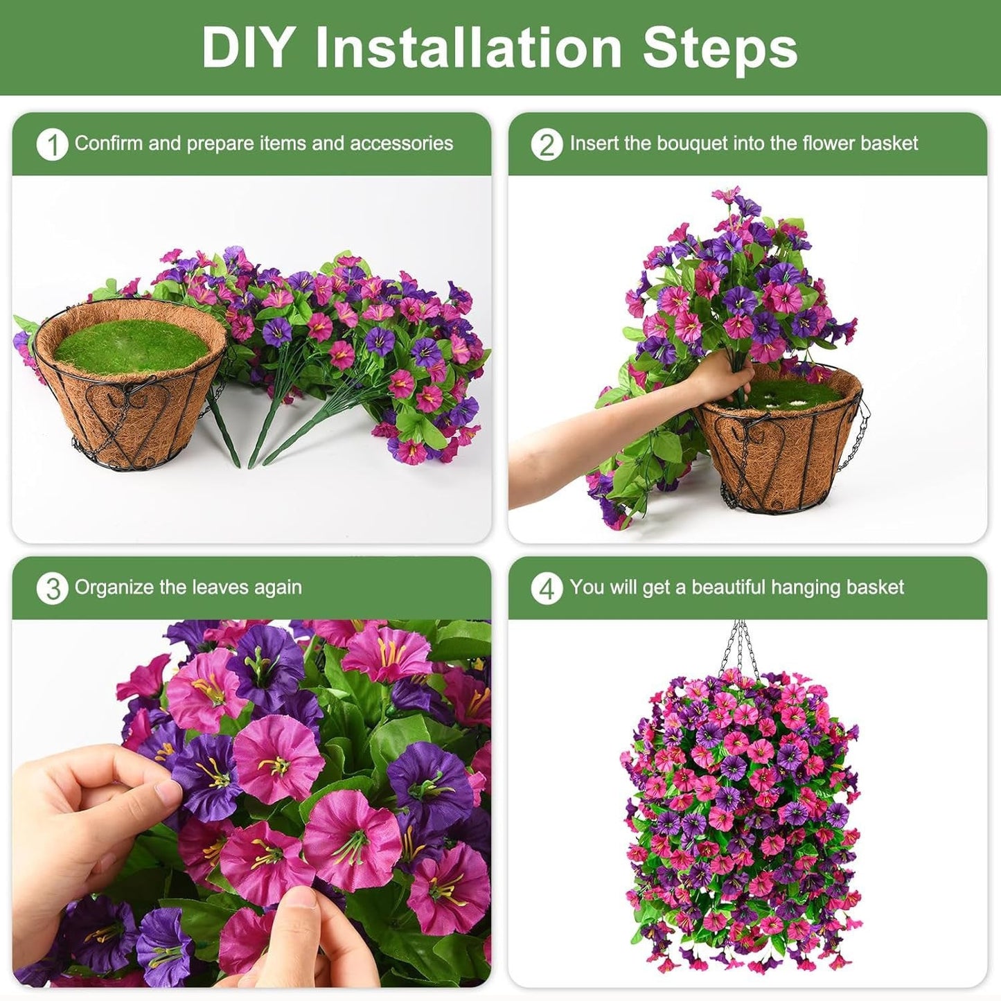 🌺UV Resistant Hanging Artificial Morning Glory Vine 💖 Decorative Flower for Home Garden, Porch, Window Box, Yard and Seasonal Celebrations