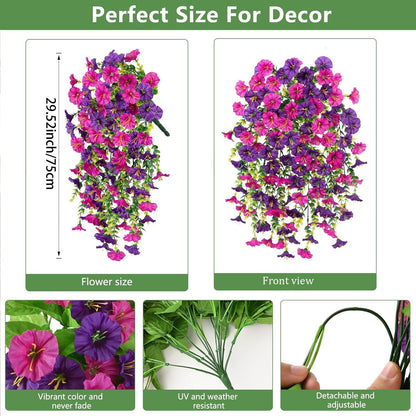 🌺UV Resistant Hanging Artificial Morning Glory Vine 💖 Decorative Flower for Home Garden, Porch, Window Box, Yard and Seasonal Celebrations
