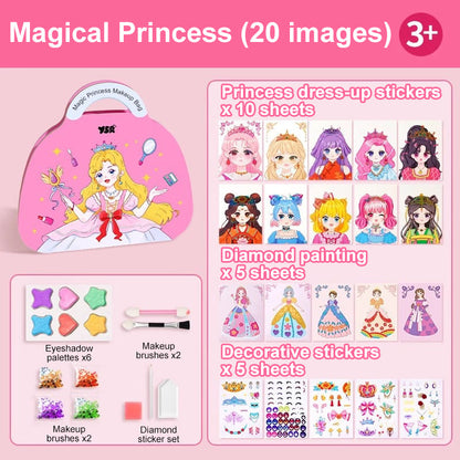JSR Princess Diamond Painting & Foil Art Craft Kit for Girls – DIY Makeup & Play Paper Book Set, Fun & Sparkling Creative Craft Activity, Perfect Easter Gift for Kids👑✨