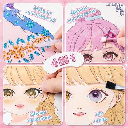 JSR Princess Diamond Painting & Foil Art Craft Kit for Girls – DIY Makeup & Play Paper Book Set, Fun & Sparkling Creative Craft Activity, Perfect Easter Gift for Kids👑✨