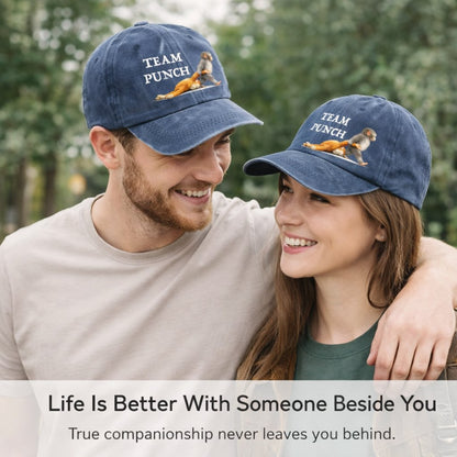 🐵 Team Punch Washed Cotton Baseball Cap – Symbol of Loyalty, Friendship & Companionship | Gift for Animal Lovers