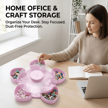 🍿✨Divided Spin & Snack Serving Tray – Rotating Lazy Susan Snack Tray with Compartments, Perfect for Fruit, Candy, Nuts & Party Snacks