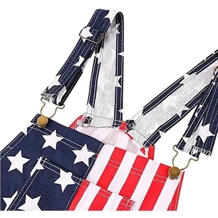 🇺🇸Men's and Women's American Flag Denim Overalls Stretch Shorts, Patriotic