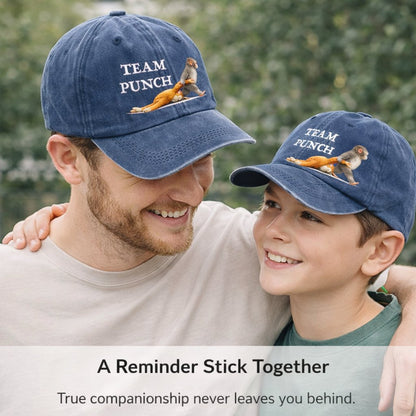 🐵 Team Punch Washed Cotton Baseball Cap – Symbol of Loyalty, Friendship & Companionship | Gift for Animal Lovers