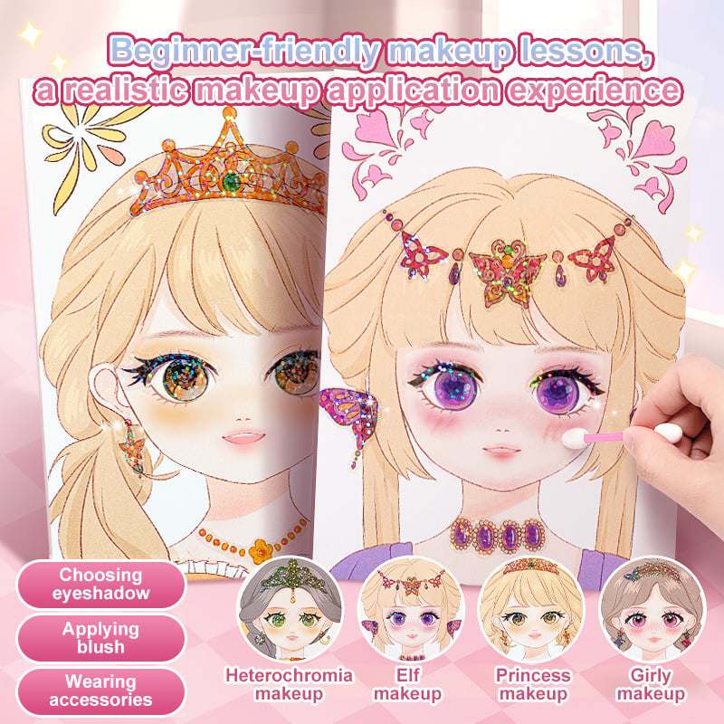 JSR Princess Diamond Painting & Foil Art Craft Kit for Girls – DIY Makeup & Play Paper Book Set, Fun & Sparkling Creative Craft Activity, Perfect Easter Gift for Kids👑✨