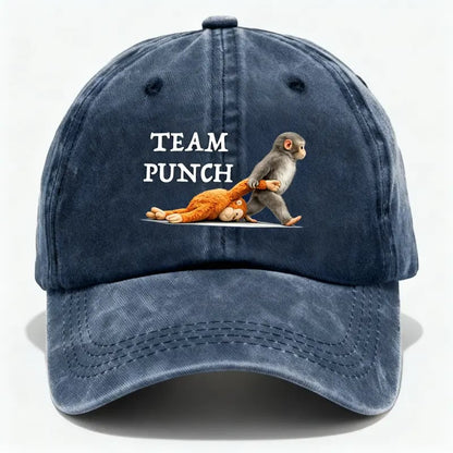 🐵 Team Punch Washed Cotton Baseball Cap – Symbol of Loyalty, Friendship & Companionship | Gift for Animal Lovers