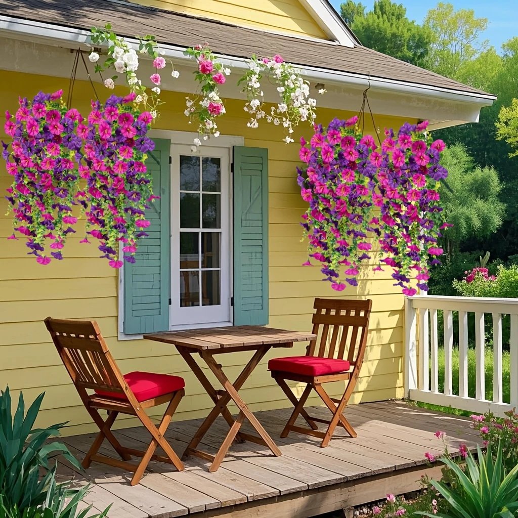🌺UV Resistant Hanging Artificial Morning Glory Vine 💖 Decorative Flower for Home Garden, Porch, Window Box, Yard and Seasonal Celebrations